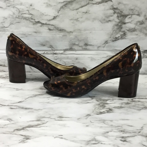 Ann Klein Women’s Tan Brown Heel Pumps Open Toe - Picture 6 of 12